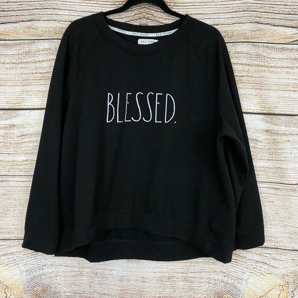 2/$15 Rae Dunn. Blessed Black Sweatshirt Crew Neck